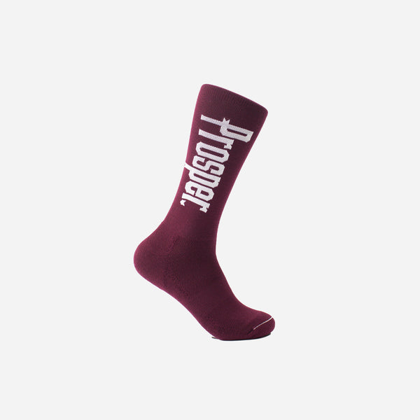 PROSPER 3 SOCKS (MAROON/WHITE)